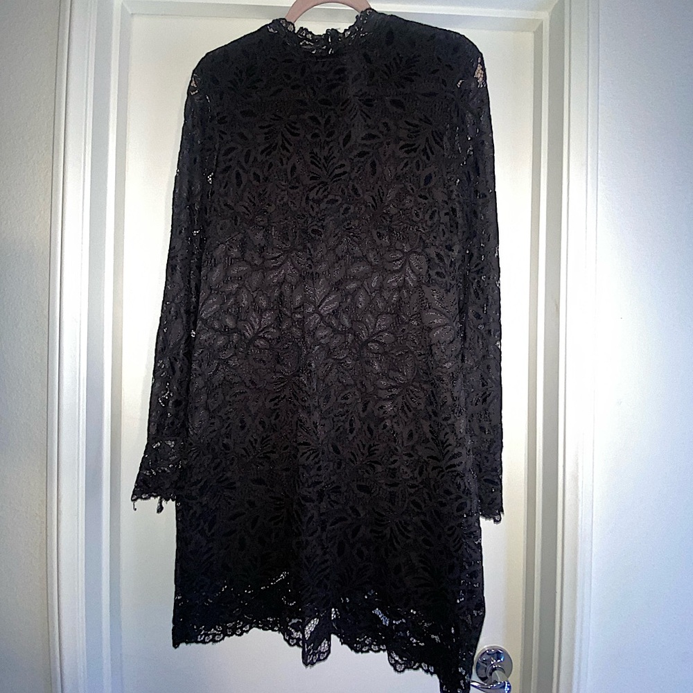 H&M women’s black long sleeve mock neck lace dress, size large